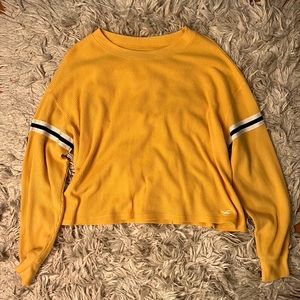 Hollister Yellow Waffle Varsity Stripe Longsleeve